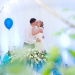 Оформление свадебного зала в бело-голубых тонах